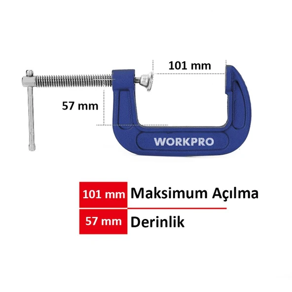 WORKPRO WP232019 100mm G Tipi İşkence - Resim 2