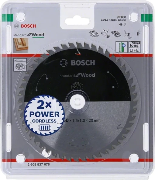 BOSCH 160x20x1,5 mm 48 Diş PRO Wood Ahşap Elmas Daire Testere Bıçağı - 2