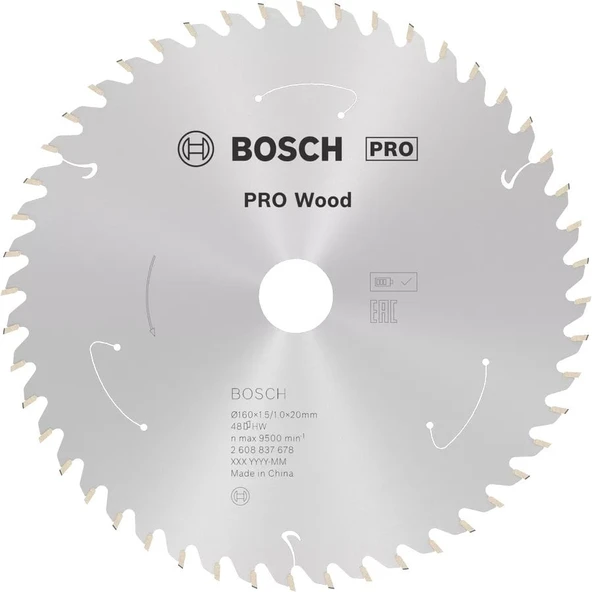 BOSCH 160x20x1,5 mm 48 Diş PRO Wood Ahşap Elmas Daire Testere Bıçağı - 10