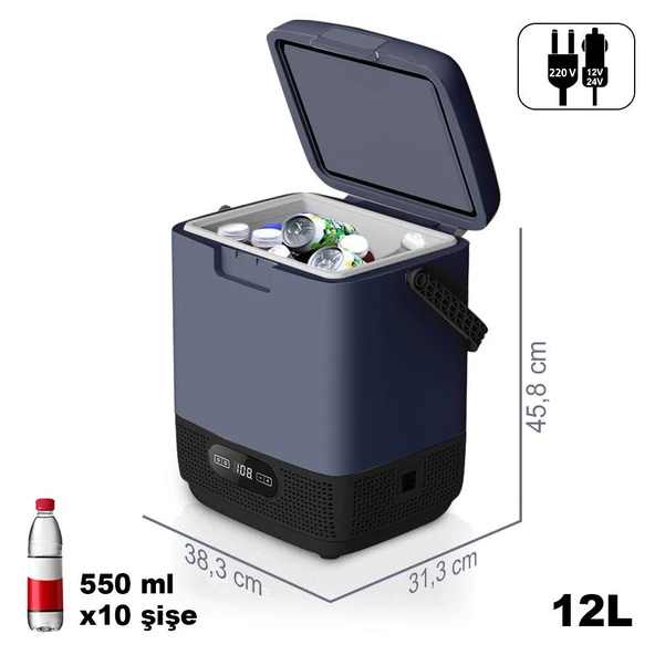 Coolist CLK12 12/24Volt/ 220Volt 12 Litre Taşınabilir Kompresörlü Oto Buzdolabı - 2