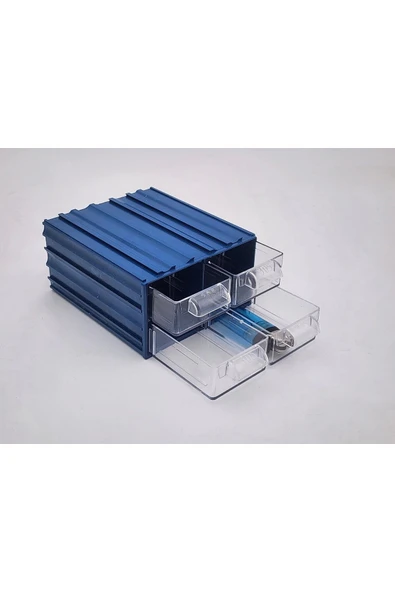 Plastik 4 Şeffaf Çekmeceli Kutu Küçük Organizer Çekmece