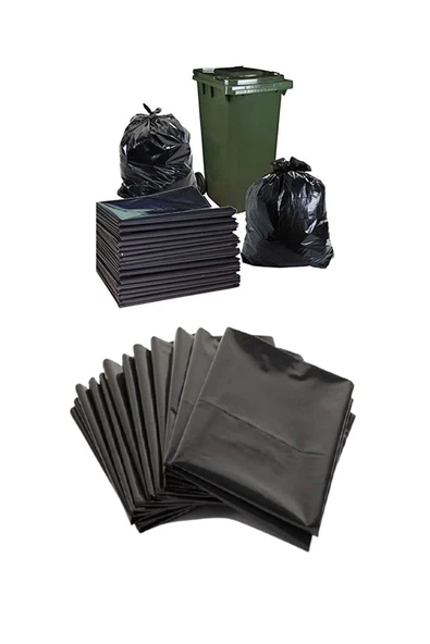 20 Kg 120x150 Kalın Ağır Hizmet Yırtılmaz Dökme Çöp Torbası Kalın Çöp Poşeti Hantal Boy Siyah