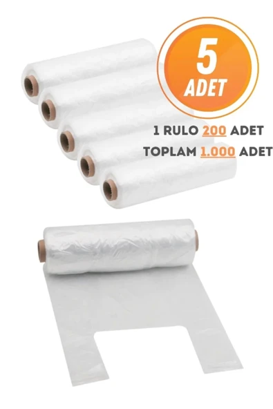 1000 ADET Rulo Market Manav Poşeti BÜYÜK BOY (Meyve Sebze Bakkaliye Fırın Poşeti) Şeffaf Rulo Poşet