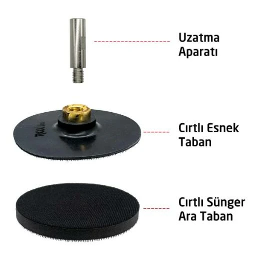 Rox Wood 0181 Esnek Cırt Zımpara Taban Seti 115 mm (3 Parça) - 7