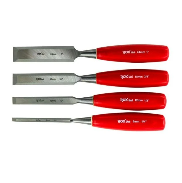 Rox Wood 0184 Ahşap Oyma, Düz Uçlu Iskarpela Takımı 4 Parça - 9