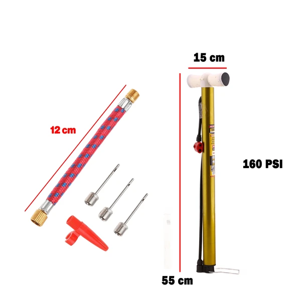 Bisiklet Pompası 6'lı Uç Seti El Tipi Ayak Tutamaklı Metal Borulu Top Lastik Şambrel Şişirme Uçlu - 4