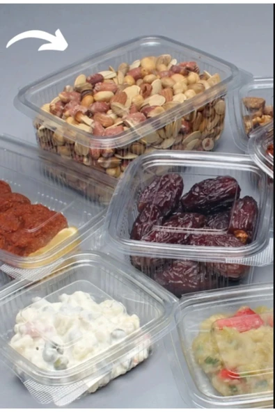 600 ADET Kullan At Tek Kullanımlık Plastik Kapaklı Kase 1000 gr Sızdırmaz Plastik Kap 1 Kg