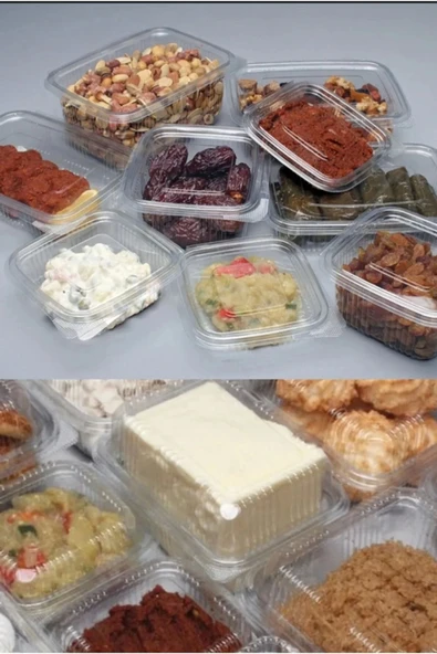 600 ADET Kullan At Tek Kullanımlık Plastik Kapaklı Kase 1000 gr Sızdırmaz Plastik Kap 1 Kg - 3