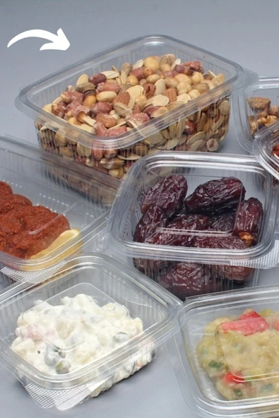 Kullan At Tek Kullanımlık Plastik Kapaklı Kase 1000 Gr 10 Adet Sızdırmaz Plastik Kap 1 Kg - 2