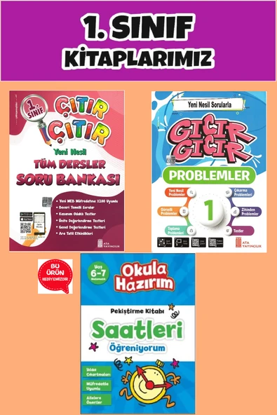 1.Sınıftan 2.Sınıfa Geçenler İçin Tekrar Seti(Çıtır Soru Bankası+Problemler+Saatleri Öğreniyorum) ürün görseli 1