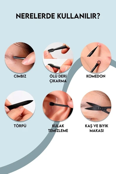 Deri Çantalı 17 Parça Profesyonel Manikür Pedikür Seti Siyah - 7