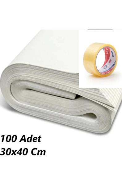 30x40 Tabak - Bardak Eşya Sarma Taşıma Taşınma Paketleme Kağıdı 100 Adet - Koli Bandı Hediye