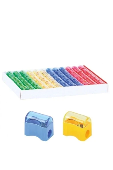 12 Adet Kapaklı Kalemtraş Mini Hazneli Sandıklı Okul Öğrenci Kalemtraşı - 2