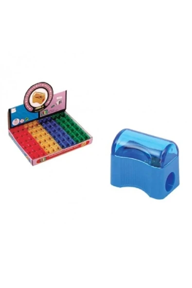 12 Adet Kapaklı Kalemtraş Mini Hazneli Sandıklı Okul Öğrenci Kalemtraşı