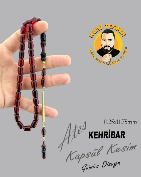 GÜMÜŞ DİZYANLI ATEş KEHRİBAR KAPSÜL KESİM 8,25X11,75