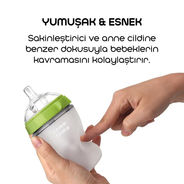 Comotomo Antikolik Silikon Biberon 250 ml 3-6 Ay Yeşil - 3