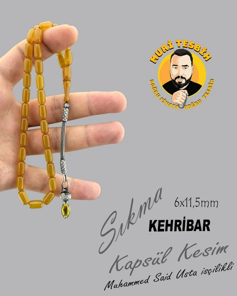 5,6 GR 1000 AYAR GÜMÜŞ KAZAS MUHAMMED SAiD SIKMA KEHRİBAR KAPSÜL KESİM 6X11,50
