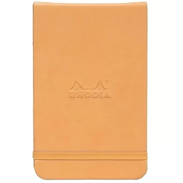 Rhodia Boutique Webnotebook Italyan Deri Çizgili Defter (Yandan) Turuncu Sert Kapak
