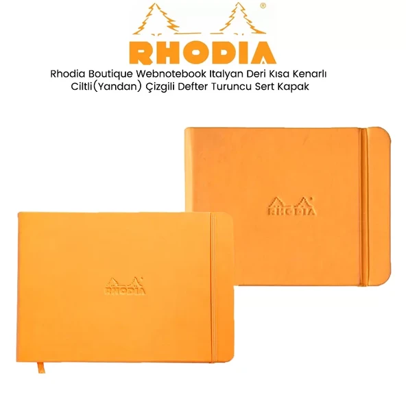Rhodia Boutique Webnotebook Italyan Deri Kısa Kenarlı Ciltli(Yandan) Çizgili Defter Turuncu Sert Kapak