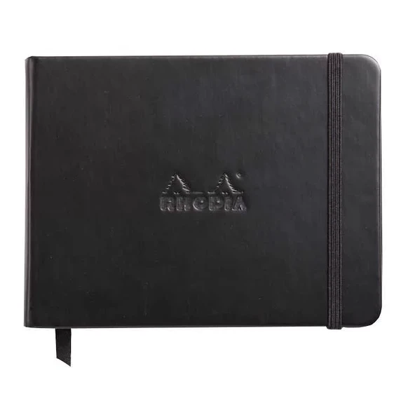 Rhodia Boutique Webnotebook Italyan Deri Kısa Kenarlı Ciltli(Yandan) Çizgili Defter Siyah Sert Kapak