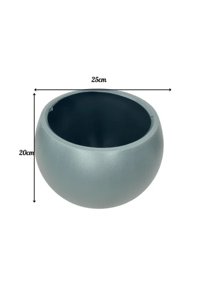 Nettenevime Küre Yuvarlak Top Vazo Dekoratif Saksı ANTRASİT 25*20cm - 9