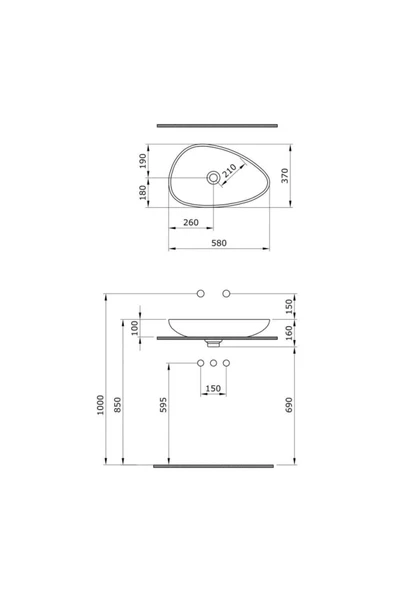 Bocchi Etna 1114-032-0125 Çanak Lavabo 58 cm Mat Somon - 2