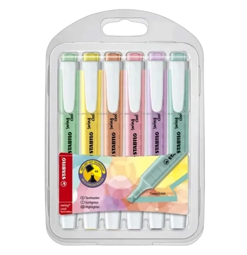 Stabilo Swing Cool Fosforlu Kalem Pastel Renkler 6Lı