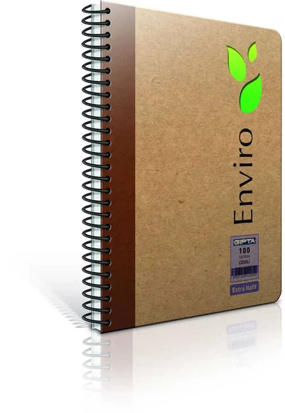 Gıpta Enviro Spiralli Kraft Sert Kapak Defter 17 x 24 100 Yaprak Kareli