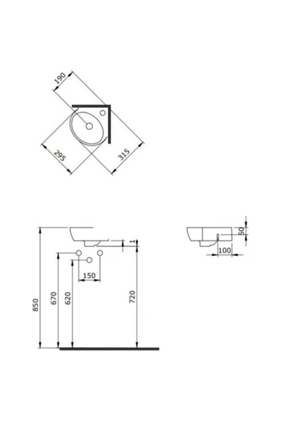 Bocchi Mini Köşe Lavabo 30 Cm - Parlak Beyaz 1392-001-0126 - 2