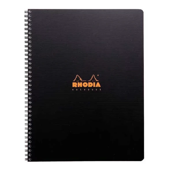 Rhodia Active Çizgili Defter Siyah Plastik Kapak Spiralli 90g 80 Yaprak 225x297mm