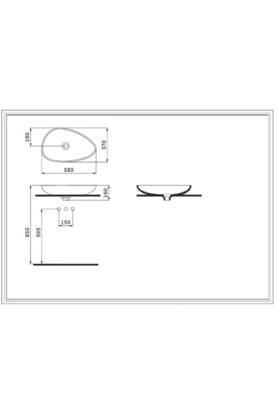 Bocchi Etna Tezgah Üstü Lavabo 58 Cm Parlak Beyaz 1114-001-0125 - 2