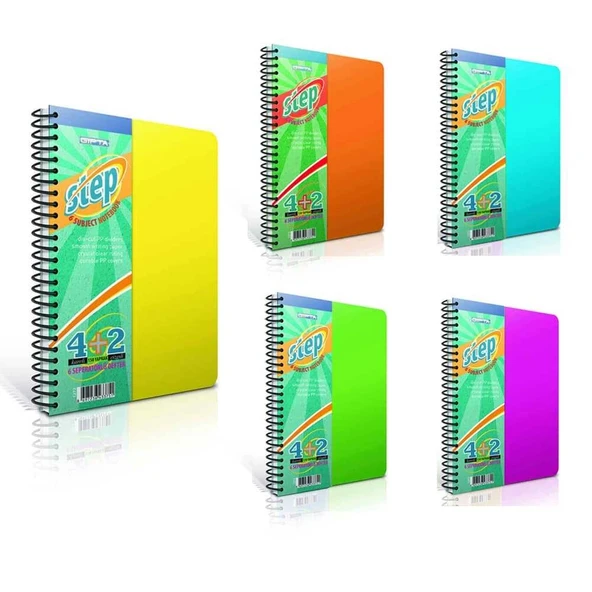 Gıpta StepSpiralli 4+2 Seperatörlü 17 x 24 x 150 Yaprak Defter - 2