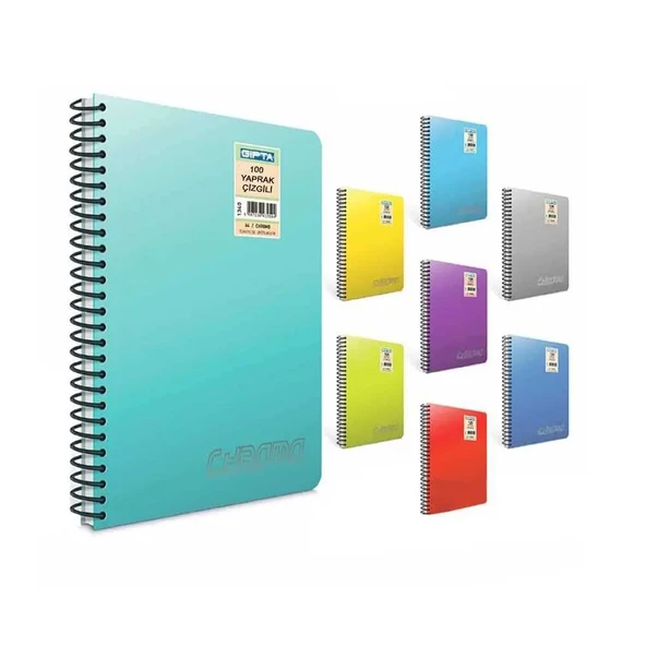 Gıpta Chromo Double Metal Spiralli Çizgili Defter A4 100 Yaprak