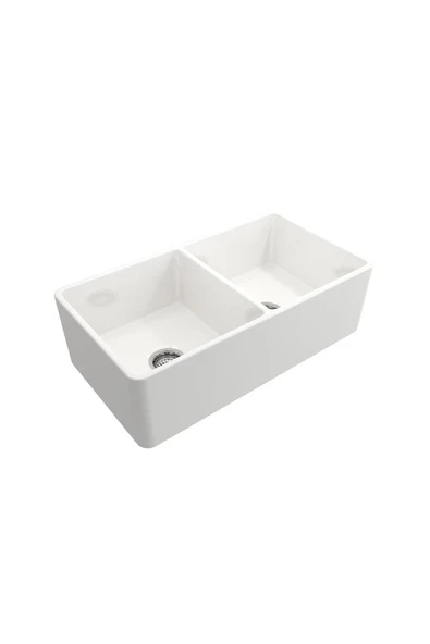 Bocchi Lavello Çift Gözlü Seramik Mutfaf Eviye, 85 Cm, Parlak Beyaz 1139-001-0120-03