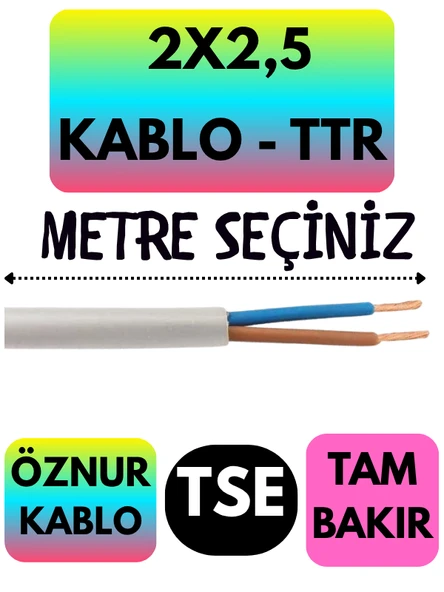 Öznur 2X2,5 TTR Kablo (Beyaz) Metre Seçenekli