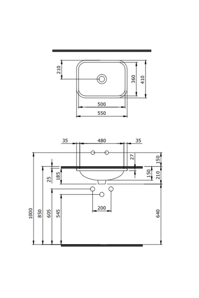 Bocchi Scala 55 Cm Tezgahaltı Lavabo Parlak Siyah 1006-005-0125 - 2