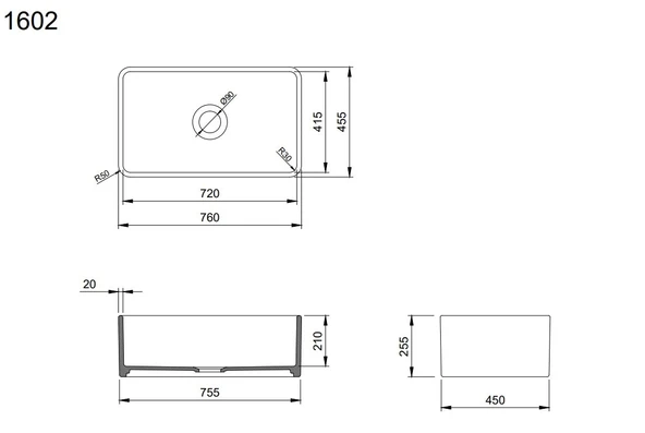 Bocchi Lavello Dekorlu Eviye 76 Cm Parlak Beyaz 1602-001-0120 - 2