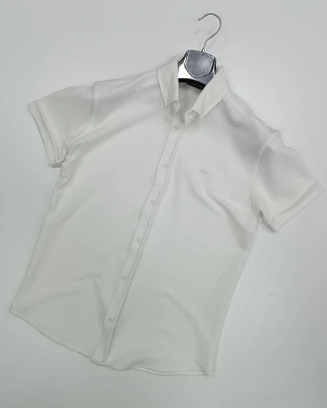 Cafes Erkek Pamuklu Yazlık Kısa Kollu Gömlek 7293 - Resim 4