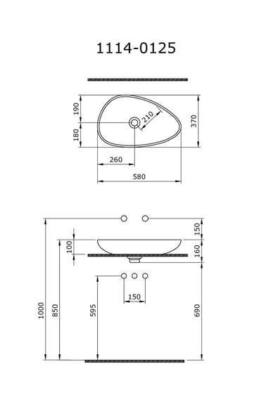 Etna Çanak Lavabo 58 Cm Mat Buz Mavi 1114-029-0125 - 2
