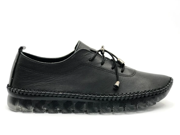 Ayakdaş Hakiki Deri Ortopedik Üstü Saraç Detaylı Kadın Babet Ayakkabı - Resim 2