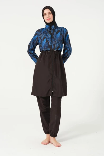 Tesmay 22156 Tam Boy Dijital Desenli Tam Boy Tesettür Mayo - Resim 6