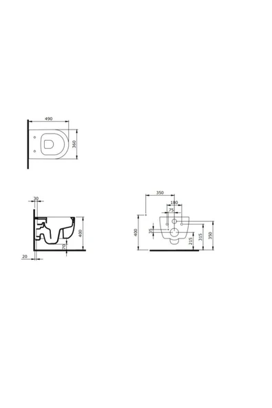Bocchi V-tondo Rimless Kısa Asma Klozet Beyaz 1417-001-0128 Kapak Dahil - Resim 2