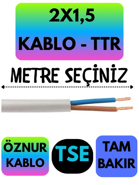 Öznur 2X1,5 TTR Kablo (Beyaz) Metre Seçenekli