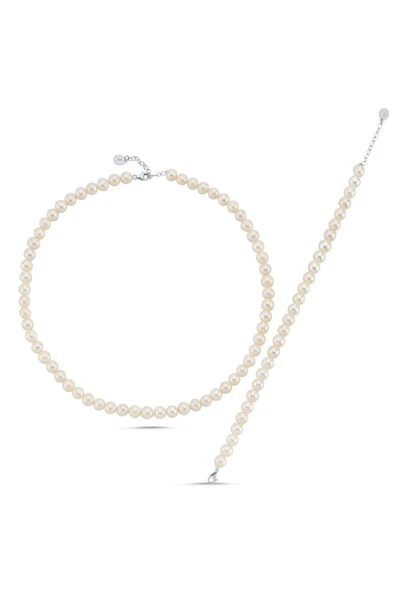 7,5 mm Sıralı Doğal İnci Kolye Bileklik İkili Set - 5