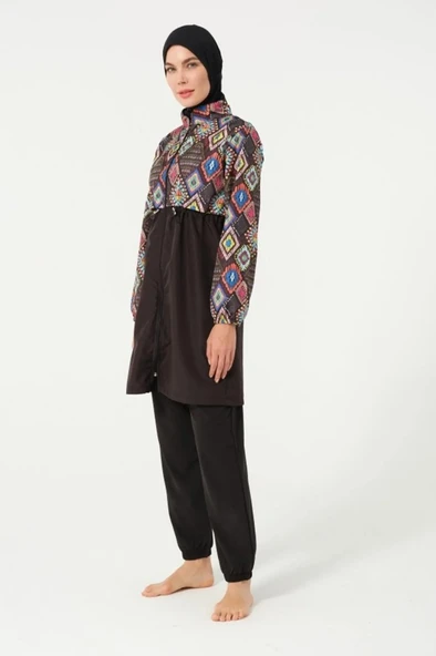 Tesmay 22155 Tam Boy Dijital Desenli Tam Boy Tesettür Mayo - Resim 2