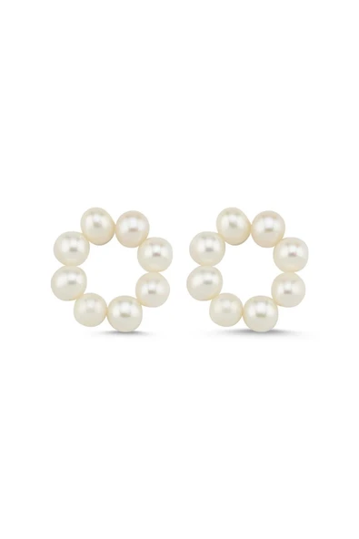 3-4,5 mm Büyük Halka Geçirmeli Charm Doğal İnci Küpe