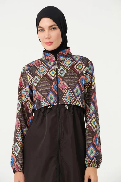 Tesmay 22155 Tam Boy Dijital Desenli Tam Boy Tesettür Mayo - Resim 4