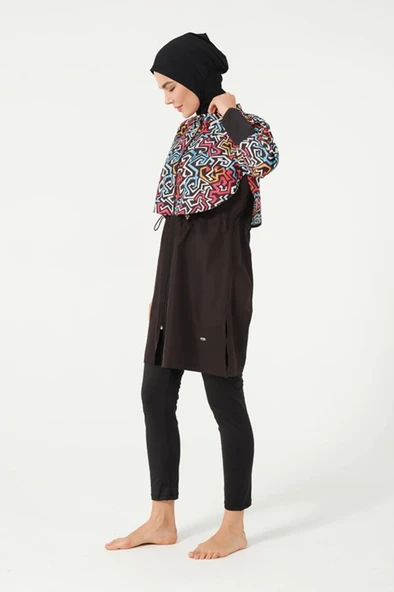 Tesmay 22153 Tam Boy Dijital Desenli Tam Boy Tesettür Mayo - Resim 6