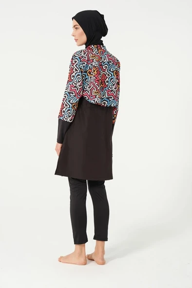 Tesmay 22153 Tam Boy Dijital Desenli Tam Boy Tesettür Mayo - Resim 8