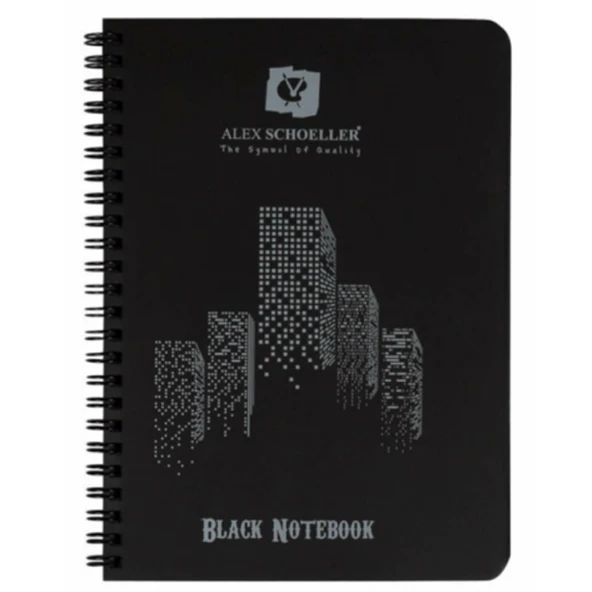 Alex Schoeller Spiralli Defter Plastik Kapak Siyah 60 YP A4 100.04